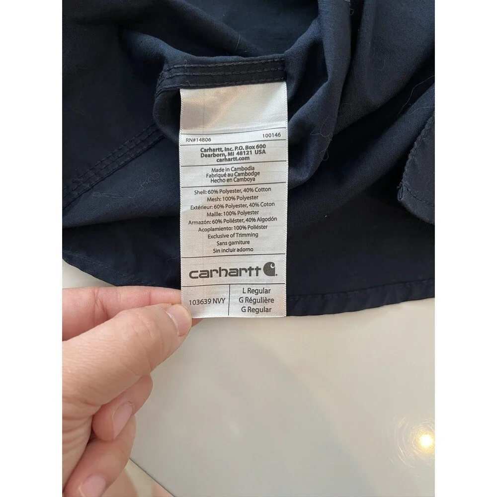 Carhartt United Aircraft Maintenance Work Navy Blue Shirt Relaxed Fit Size Large - Picture 7 of 9
